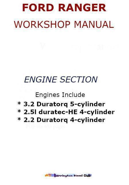 Ford Ranger Engine Workshop Manual And Specs