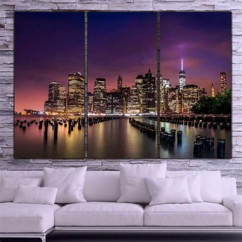 New York City Skyline Canvas Wall Art Sunset Holycowcanvas