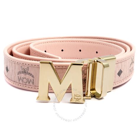 Mcm Ladies Powder Pink Monogram Leather Belt Mybasvi12qh001