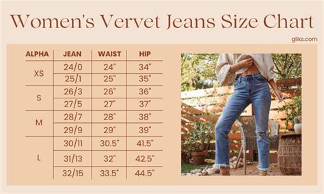 Gliks Size Chart Vervet Jeans