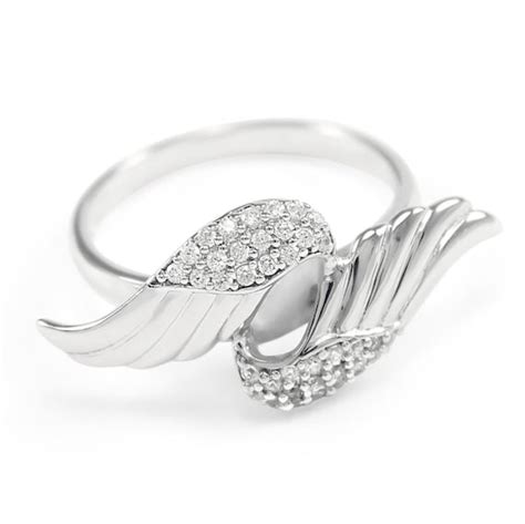 Angel Wing Ring Set With Simulated Diamonds Angel Ring Etsy