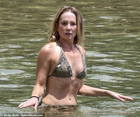 Joanne Froggatt Shows Off Her Lithe Physique In Olive Swimwear During