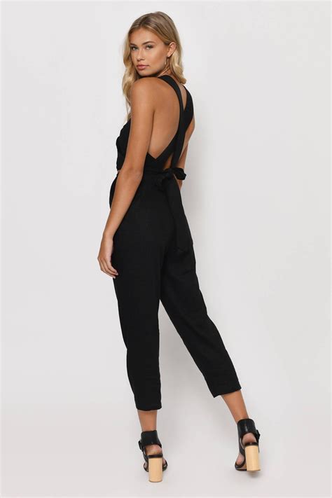 Tobi Jumpsuits Womens Change It Up Black Strappy Jumpsuit Black ⋆