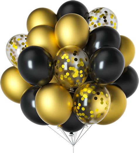 Black And Gold Balloons Decorations 60pcs 5inch 12inch Black Gold