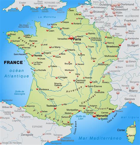 Cartes gratuites des régions et départements de france. Carte de France villes principales - Voyages - Cartes