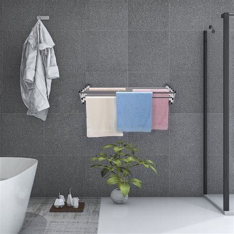 Stainless Wall Mounted Expandable Clothes Drying Towel Rack Costway