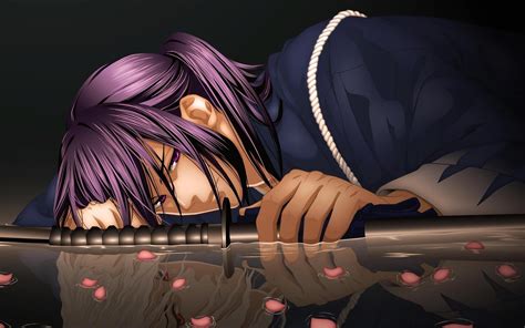 Purple Hair Fantasy Men Hakuouki Shinsengumi Kitan Anime Sword