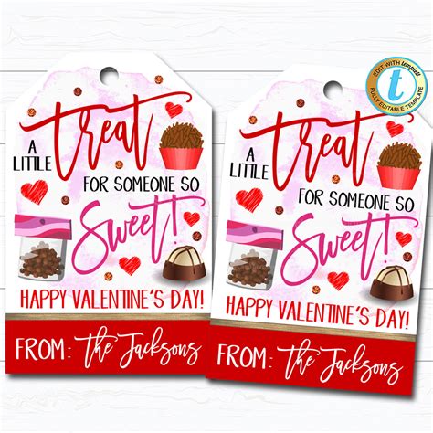 Valentines Tags A Little Treat For Someone Sweet Printable Tidylady