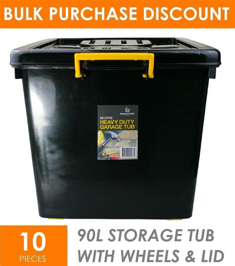 The range of heavy duty storage bins in euro format is especially designed for high loads and high volume. 10 x 90L Heavy Duty BLACK Plastic Storage Tubs - Crate Containers Boxes Tub Bin | eBay