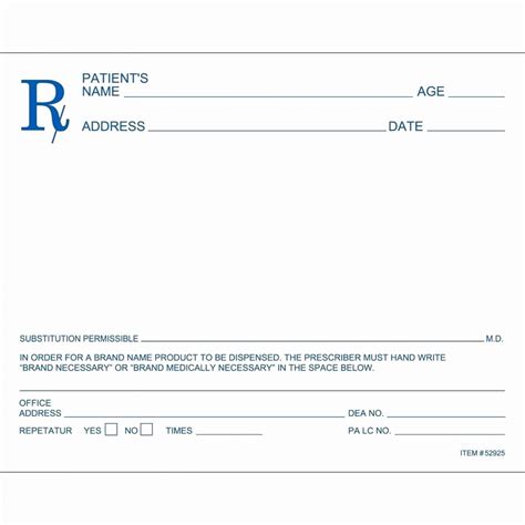 Prescription Form Template Word Free Sample Example And Format
