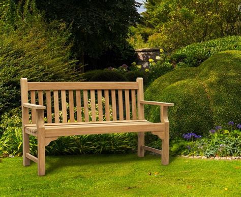 Taverners Teak 3 Seater Garden Bench Wooden Park Bench