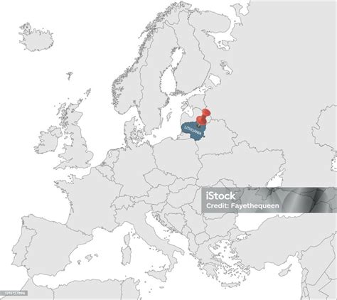 Kaart Van De Europese Unie Met De Identication Van Litouwen Kaart Van