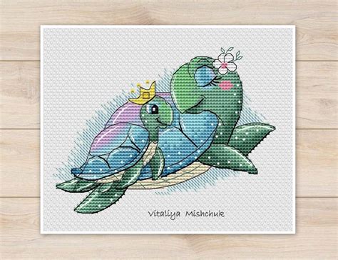 Sea Turtle Cross Stitch Pattern PDF Mom And Baby Sea Life For Etsy