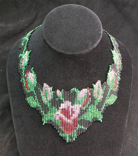 Rose Square Stitch Necklace By Robindreamsunlimited On Etsy 37686