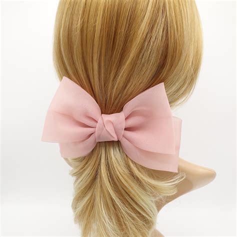 organza hair bow normal size hair accessory for women etsy uk