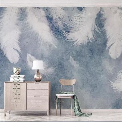 Custom Wallpaper Mural Feather Nordic Style Wallcovering Bvm Home