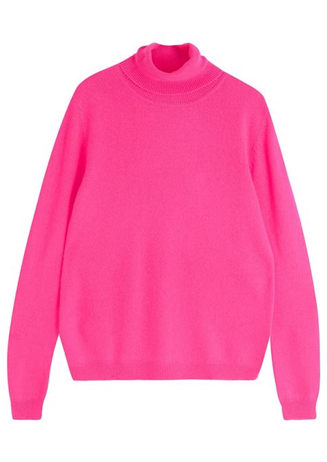 Jumper 1234 Classic Roll Collar Cashmere Jumper Neon Pink