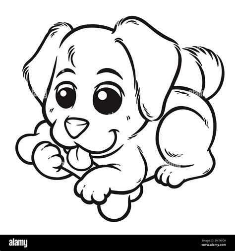 Ilustración Vectorial De Juego De Perros De Dibujos Animados Con Hueso Libro Para Colorear