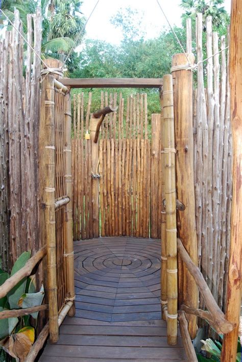 Outdoor Shower Bamboo Foot Washing And Other Features
