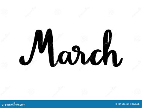 March Hand Lettering On White Background Stock Vector Illustration Of