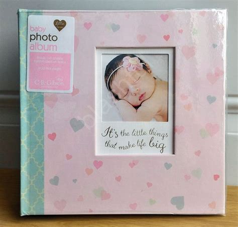 New Cr Gibson Little Love Hearts Pink Baby Girl Large Photo Album 200