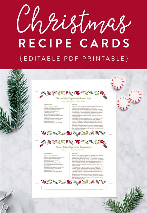 Printable Christmas Recipe Card Editable Pdf Template Clementine