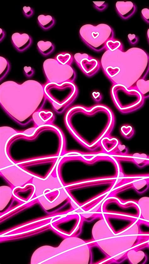 Pink Hearts Preppy Wallpaper Neon Wallpaper Glitter Wallpaper