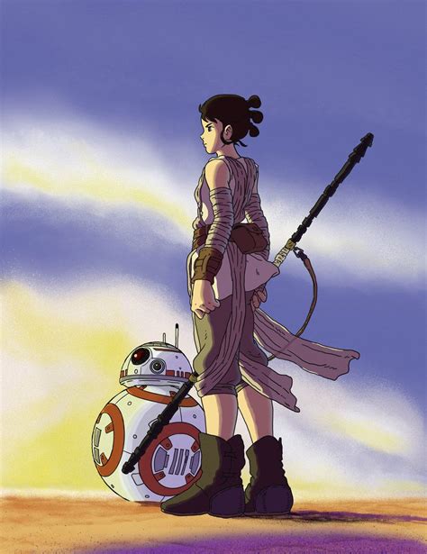 Rey And Bb 8 In Ghibli Style By Geovanemonteiro On Deviantart Star Wars
