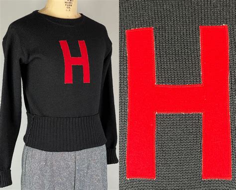 1940s Harvard Harry Pullover Vintage 40s Black Wool Collegiate School