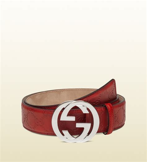 Gucci Belt With Interlocking G Buckle In Red For Men Lyst