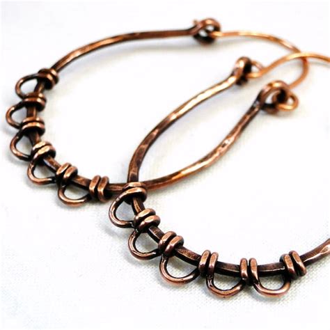 Hammered Copper Wire Wrapped Jewelry Petals Hoop By KariLuJewelry