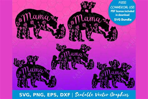 Mama Bear Floral And 1 2 3 4 5 Cubs Svg Graphic By Karimza