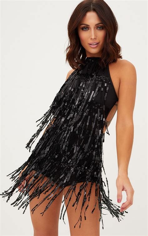 Pin By Elle On Uptown Starlite Show Black Sequins Black Playsuit