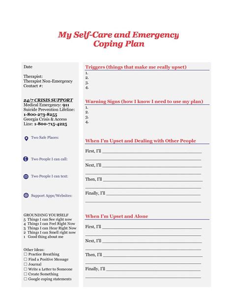 Emotional Safety Planning Worksheet