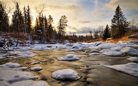 Icy River River Winter Landscape Cold Beauty Stones Snow Icy