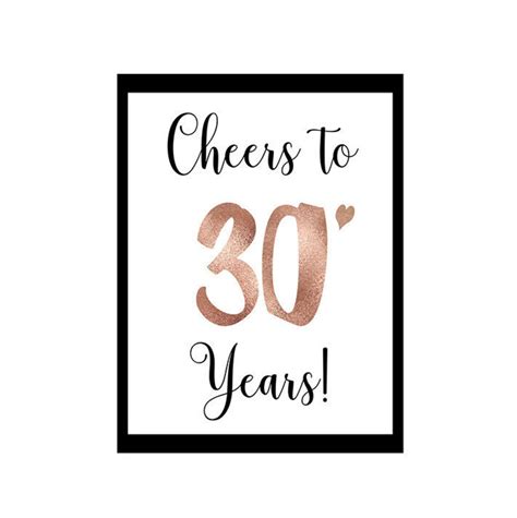 Cheers To 30 Years 30th Birthday Sign 30th Anniversary Sign Etsy