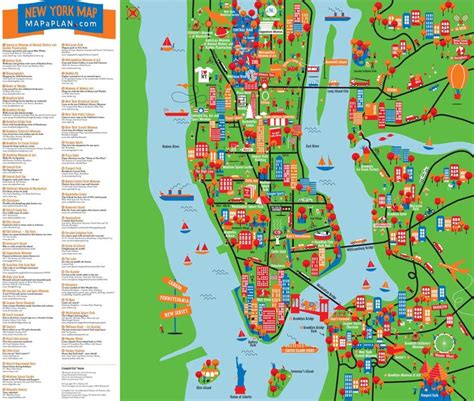 A Map Of New York City With All The Major Landmarks And Attractions On