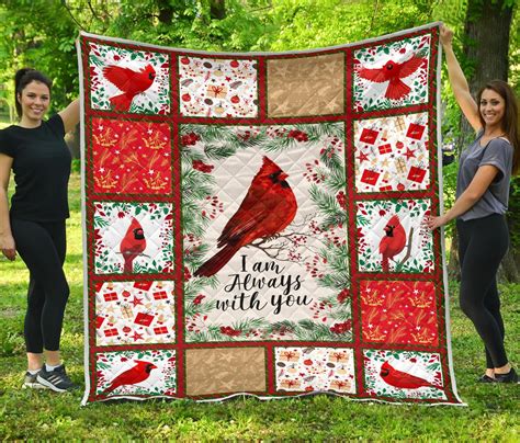 Cardinal Bird I Am Always With You Quilt Blanket Great Customized