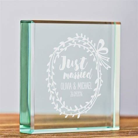 Personalised Just Married Glass Memento By Nest