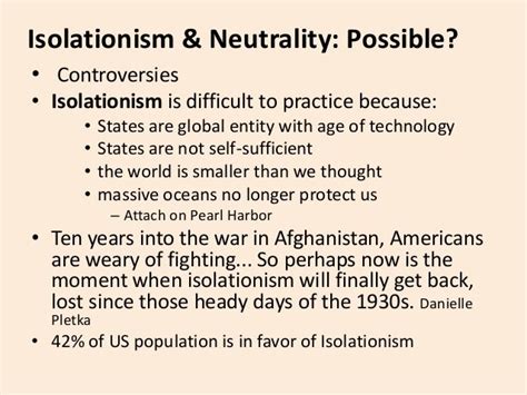 Isolationims And Neutrality