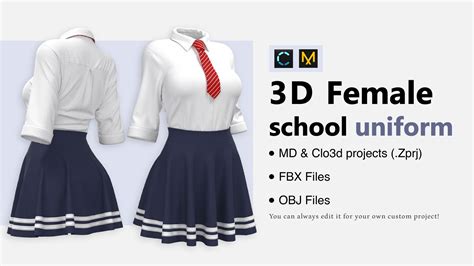 Artstation Female School Uniform Fbx Obj Zprj File Game Assets