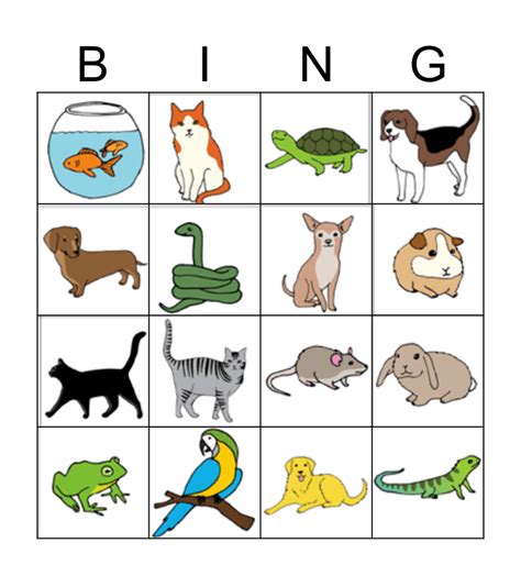 Pets Bingo Bingo Card