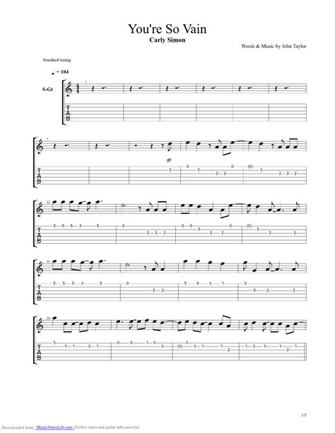 Youre So Vain Guitar Pro Tab By Carly Simon
