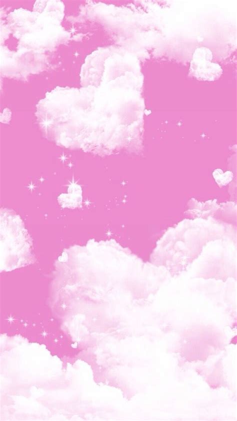 Pink White Heart Clouds Iphone Background Wallpaper Phone