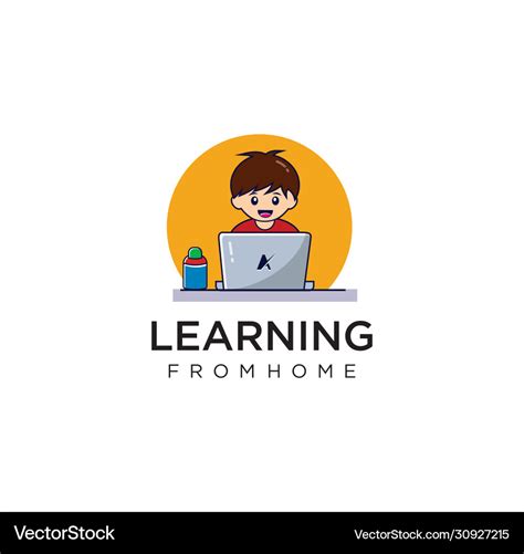 Child Home Learning Logo Design Learn Online Logo Vector Image