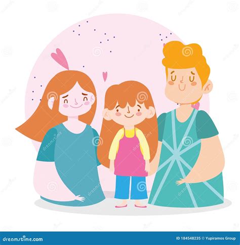 Mom And Daughter Blonde Mom And Daughter Are Holding Hands Vector Illustration Cartoondealer