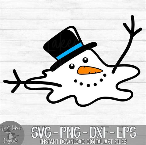 Melting Snowman Instant Digital Download Svg Png Dxf Etsy Melted