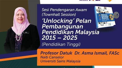 Komponen utama pelan pembangunan pendidikan malaysia 5aspirasisistem • pengetahuan • kemahiranberfikir 5 aspirasisistempendidikan malaysia 100% enrolmen merentas semua peringkat pendidikan daripada akses prasekolah hingga menengah atas menjelang tahun. 'UNLOCKING' PELAN PEMBANGUNAN PENDIDIKAN MALAYSIA 2015 ...