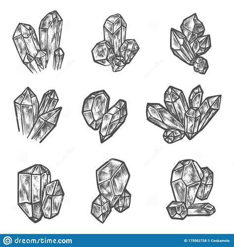 Sketch Crystals Gemstones And Gem Jewelry Stock Vector Illustration