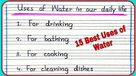 15 Uses Of Water In Daily Lifeuses Of Water In Englishimportance Of